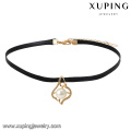 44033 xuping einfaches design mode kupferlegierung schmuck halskette schwarze lederperlen choker halskette